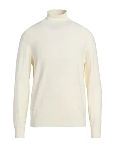 Mqj Man Turtleneck Cream Size 40 Viscose, Polyester, Polyamide In White