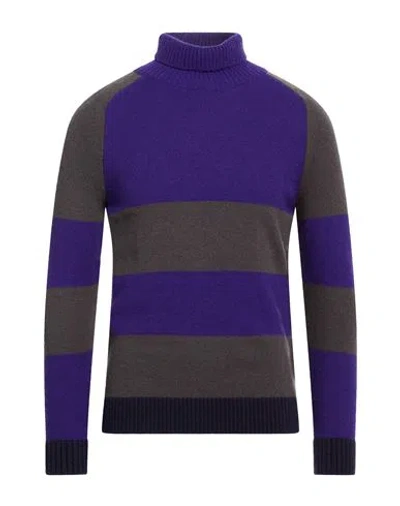 Mqj Man Turtleneck Dark Purple Size 44 Acrylic, Polyamide, Polyester, Wool In Blue
