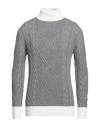 Mqj Man Turtleneck Grey Size 38 Polyamide, Wool, Viscose, Cashmere In Grey