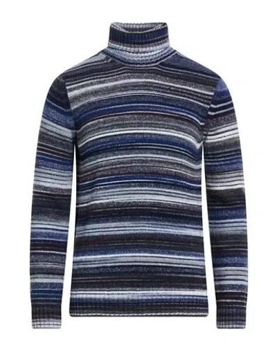 Mqj Man Turtleneck Grey Size 44 Virgin Wool, Acrylic In Blue
