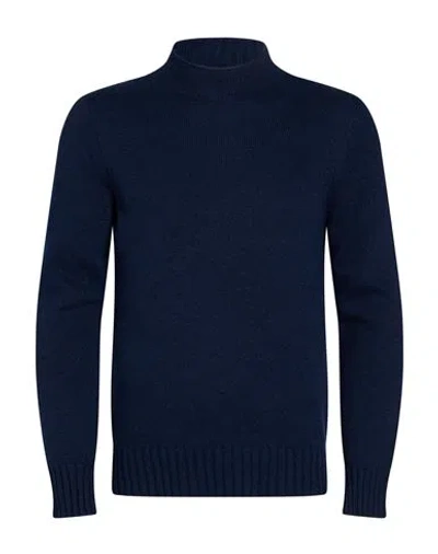 Mqj Man Turtleneck Navy Size 36 Polyamide, Wool, Viscose, Cashmere In Blue