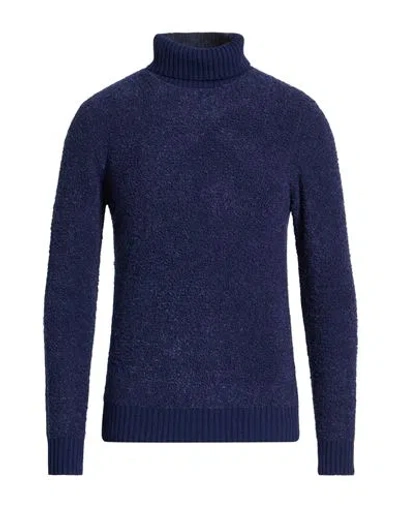 Mqj Man Turtleneck Navy Size 40 Acrylic, Wool, Polyamide In Blue