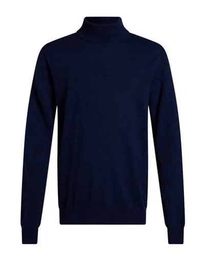 Mqj Man Turtleneck Navy Size 42 Polyamide, Wool, Viscose, Cashmere In Blue