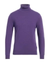 Mqj Man Turtleneck Purple Size 38 Polyamide, Wool, Viscose, Cashmere