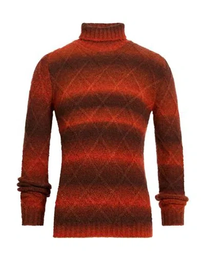Mqj Man Turtleneck Rust Size 38 Acrylic, Merino Wool, Mohair Wool, Elastane In Multi
