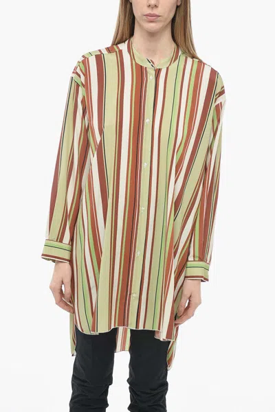 Mr & Mrs Italy Asymmetric Bayadere-print Blouse In Green