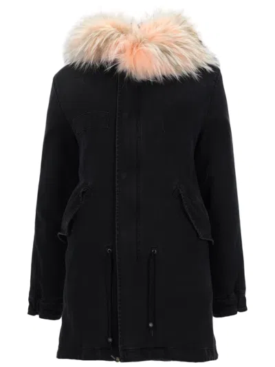 Mr & Mrs Italy Black Parka With Adjustable Drawstring And Fishtail Design