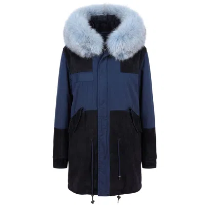 Mr & Mrs Italy Blue Cotton Women's Jacket