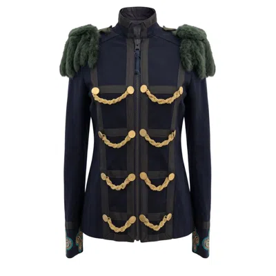 Mr & Mrs Italy Blue Cotton Women's Jacket