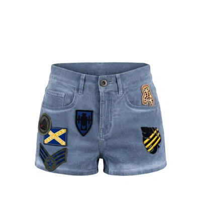 Mr & Mrs Italy Blue Cotton Women Shorts