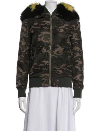 Pre-owned Mr & Mrs Italy Camouflage Print Bomber Jacket In Green