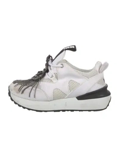 Pre-owned Mr & Mrs Italy Canvas Graphic Print Chunky Sneakers In White