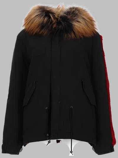 Mr & Mrs Italy Cotton With Fur Inserts Parka In Black