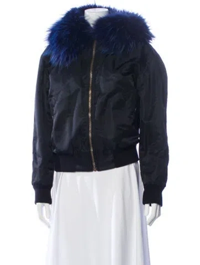 Pre-owned Mr & Mrs Italy Faux Fur Coat In Blue