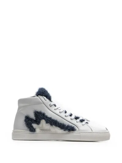 Mr & Mrs Italy Faux-fur-trim High-top Sneakers In White