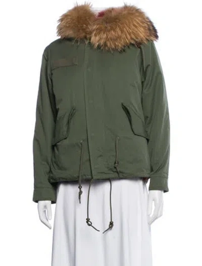 Pre-owned Mr & Mrs Italy Fur-trimmed Jacket In Green