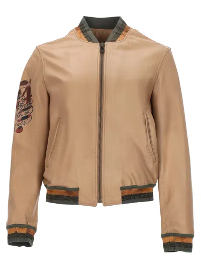 Mr & Mrs Italy Cropped Leather Jacket With Colorful Graphic Patches In Multi