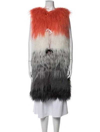 Pre-owned Mr & Mrs Italy Goat Fur Colorblock Pattern Vest In Black/white