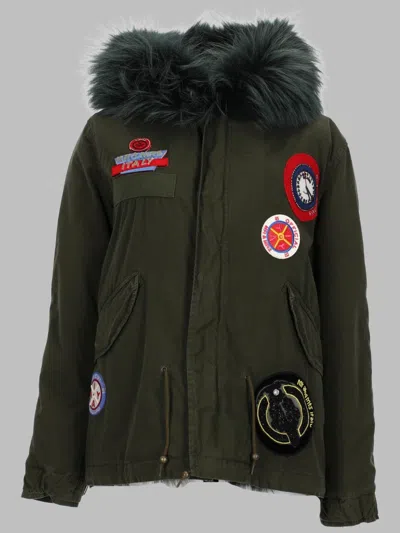 Mr & Mrs Italy Hood And Logo Patch Jacket In Green