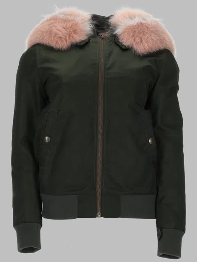 Mr & Mrs Italy Hooded Technical Polyamide Bomber Jacket In Green