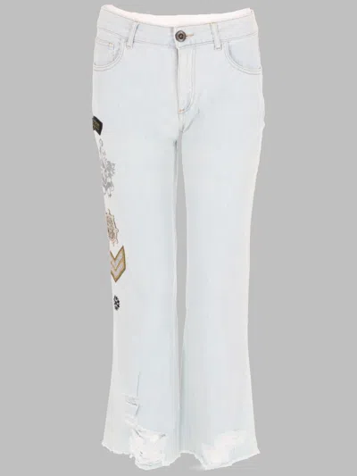 Mr & Mrs Italy Chic Denim Jeans With Unique Texture In White
