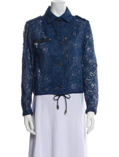 Pre-owned Mr & Mrs Italy Lace Pattern Denim Jacket In Blue
