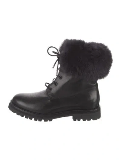 Pre-owned Mr & Mrs Italy Leather Combat Boots In Black