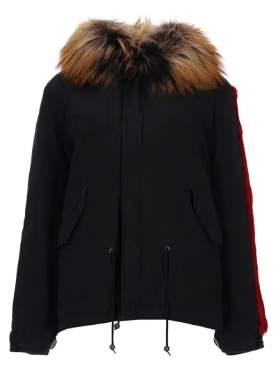 Mr & Mrs Italy Parka With Voluminous Fur-trimmed Hood And Distinctive Details In Black