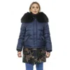 Mr & Mrs Italy Blue Poly Parka With Hood For Women In Blue