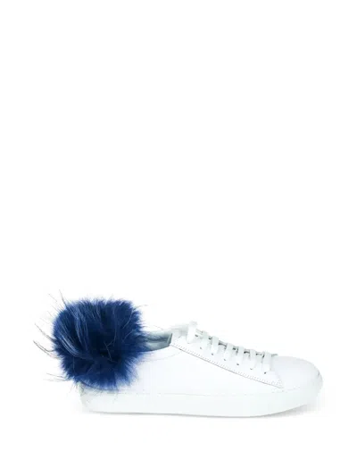Mr & Mrs Italy Pom-pom Detail Lace-up Sneakers In White