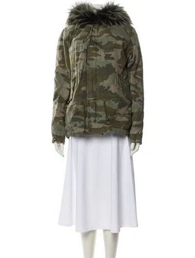 Pre-owned Mr & Mrs Italy Printed Fur Jacket In Green