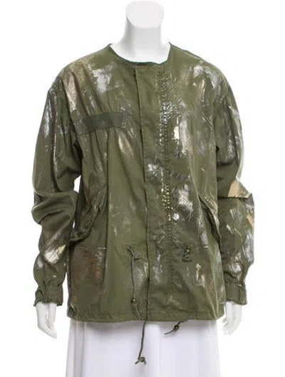 Pre-owned Mr & Mrs Italy Printed Zip-up Coat In Green