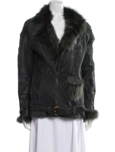 Pre-owned Mr & Mrs Italy Suede Fur Coat In Green