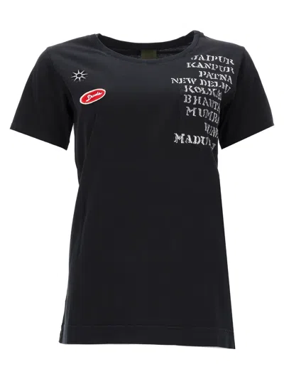 Mr & Mrs Italy Relaxed Fit T-shirt With Urban Graphic And Emblem In Black