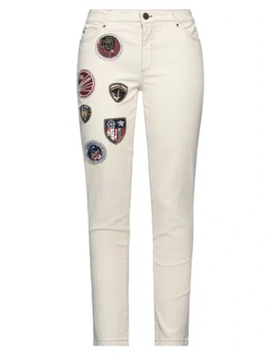 Mr & Mrs Italy Woman Pants Ivory Size 8 Cotton, Elastane, Glass In White