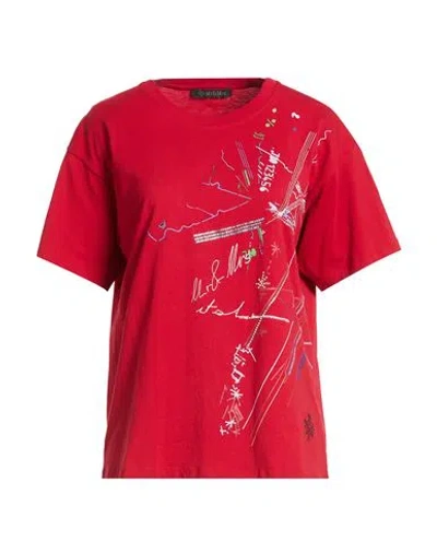 Mr & Mrs Italy Woman T-shirt Red Size L Cotton In Animal Print