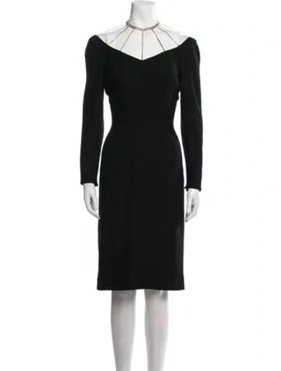 Pre-owned Mr. Blackwell Crew Neck Knee-length Dress In Black