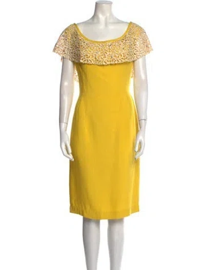 Pre-owned Mr. Blackwell Vintage Knee-length Dress In Yellow