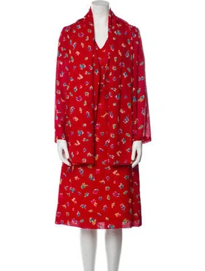 Pre-owned Mr. Blackwell Vintage Late 1970's - Early 1980's Dress Set In Red