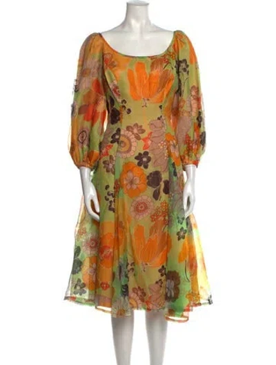 Pre-owned Mr. Blackwell Vintage Midi Length Dress In Green