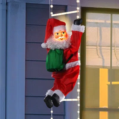 Mr. Christmas 10 Ft. Outdoor Animated Rope Ladder Climbing Santa In Multi