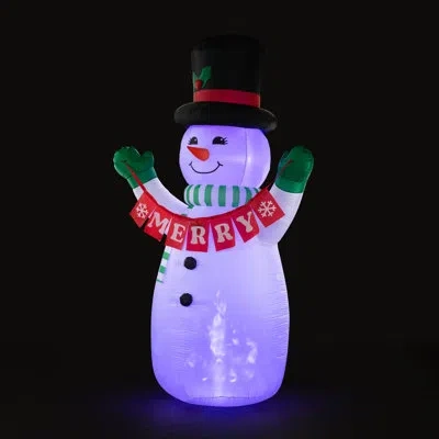 Mr. Christmas 10 Ft. Outdoor Lit Inflatable - Merry Snowman In White