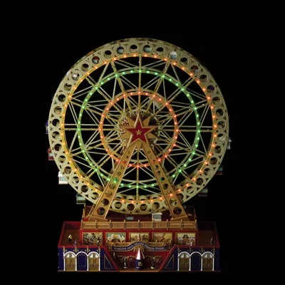 Mr. Christmas 15" Animated World's Fair Grand Ferris Wheel In Green;red;gold