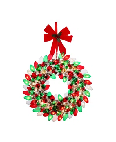 Mr. Christmas 17" Retro C9 Bulb Wreath, Red Green In Multi