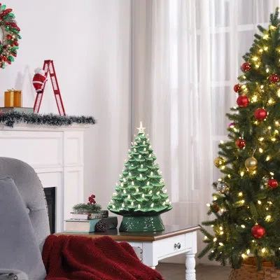 Mr. Christmas 18 In. Nostalgic Ceramic Tree With White Lights - Green