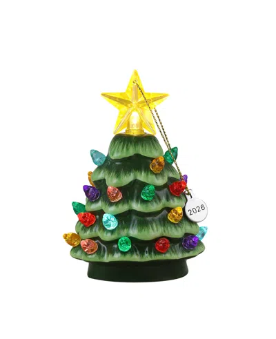 Mr. Christmas 4.2" Mini Ceramic Tree Ornament With 2026 Charm In Multi