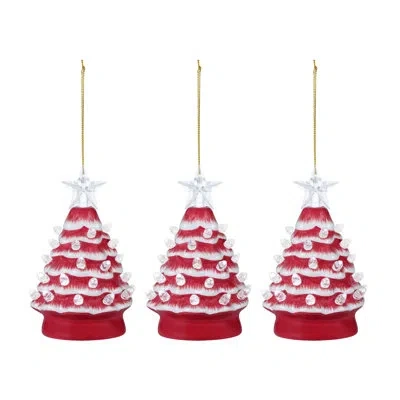 Mr. Christmas 5 In. Set Of Nostalgic Ceramic Tree Ornament- Bulbs In Red,white