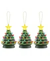 Mr. Christmas 5" Nostalgic Ceramic Tree Ornaments, Set Of 3 In Green