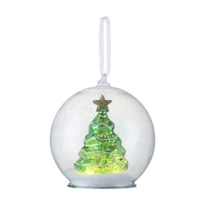 Mr. Christmas 5.5" Mercury Glass Tree Globe Ornament In Green