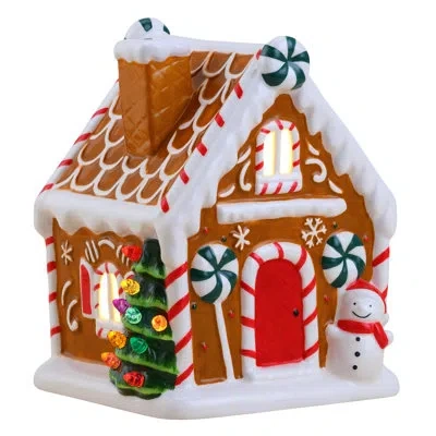 Mr. Christmas 7" Nostalgic Ceramic Lit Gingerbread House In Brown